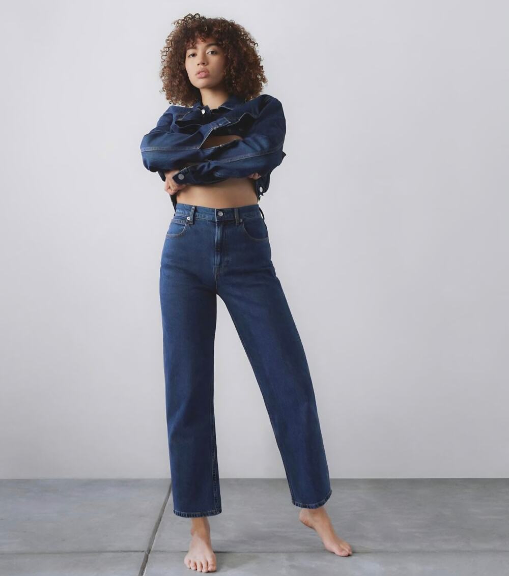Everlane The Way High Jean Straight Leg Dark Indigo Blue Denim Pants 30 Reg
